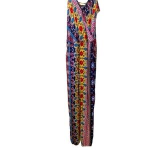 Iris Los Angeles pantsuit boho tribe print spaghetti straps sz small